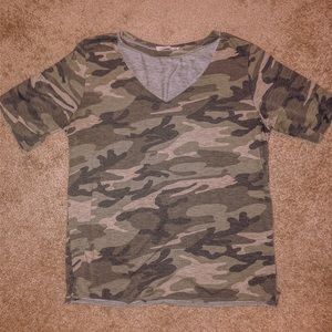 Honey Punch Camo V-Neck